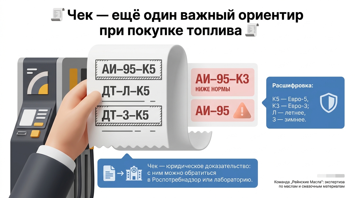 Чек—ещё один важный ориентир при покупке топлива